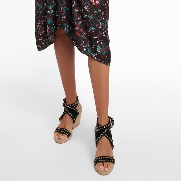 Isabel Marant Iriane studded suede espadrille wedges 38 NIB - Picture 6 of 6